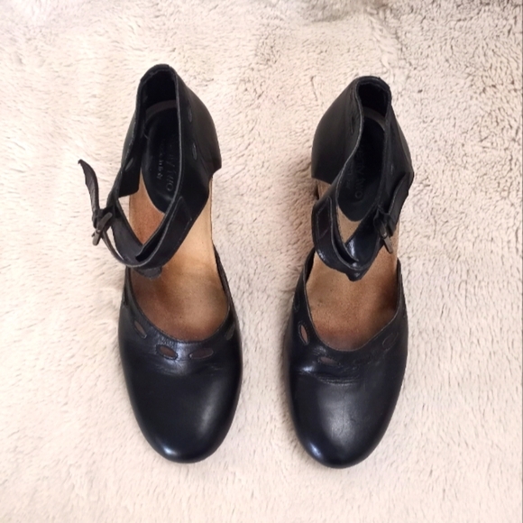 Twenty Two Buttery Soft Italian Leather Ankle Strap Mary Jane Boho Cork Heels - Picture 2 of 7